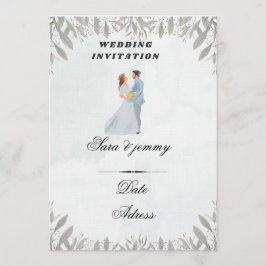 Watercolor Floral Wedding Invitation Inbjudningar