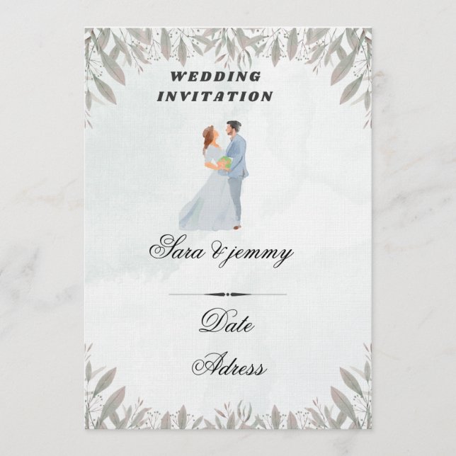 Watercolor Floral Wedding Invitation Inbjudningar (Framsida)