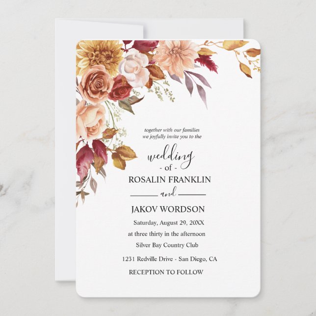 watercolor floral wedding Invitation Inbjudningar (Framsida)