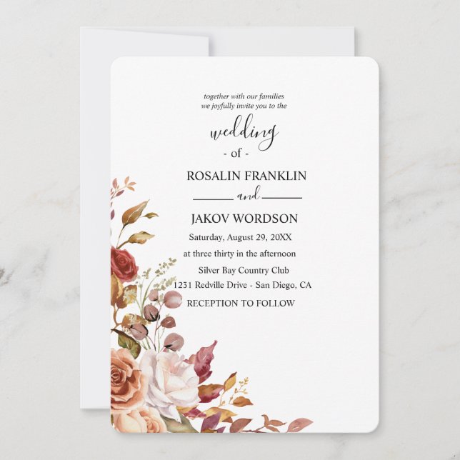 watercolor floral wedding Invitation Inbjudningar (Framsida)