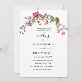 watercolor floral wedding Invitation Inbjudningar