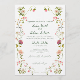 Watercolor Floral Wedding Invitation Template  Inbjudningar