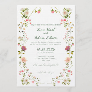 Watercolor Floral Wedding Invitation Template Inbjudningar