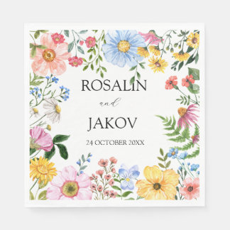 watercolor floral Wedding Napkins Pappersservett