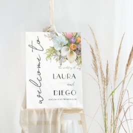 Watercolor Floral Wedding Welcome Sign