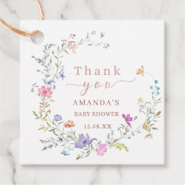 Watercolor Floral Wreath Baby Shower Favor Tags Gåvor Etiketter
