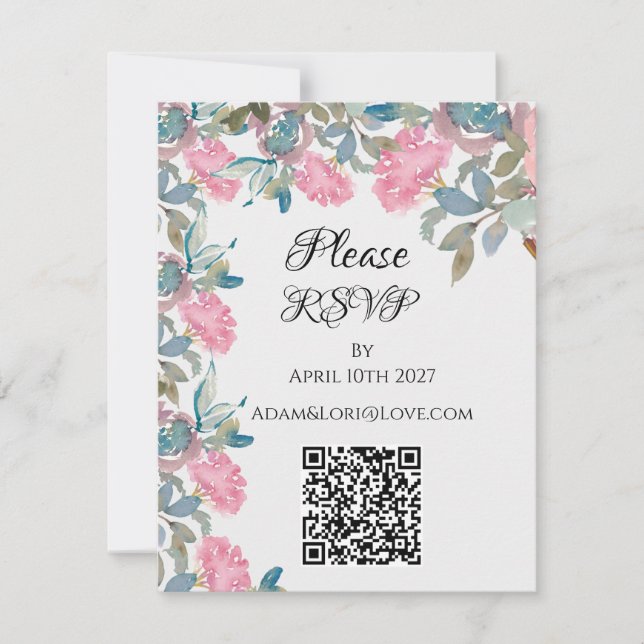 Watercolor Florals Wedding OSA Kort (Framsida)