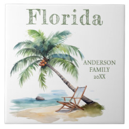 Watercolor Florida Beach Resa Kakelplatta