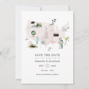 Watercolor Florida USA Destination Wedding Spara Datumet