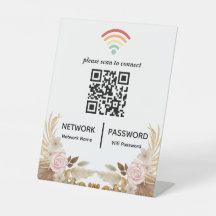 Watercolor Flower Baby Shower Wifi Network QR-kod