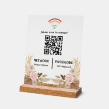 Watercolor Flower Baby Shower Wifi Network QR-kod