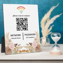 Watercolor Flower Baby Shower Wifi Network QR-kod