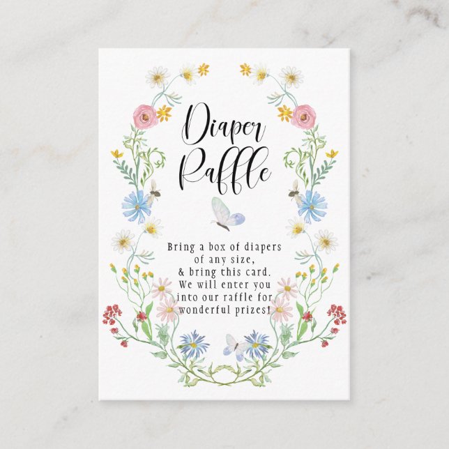Watercolor Flower Diaper Raffle Tilläggskort (Framsida)