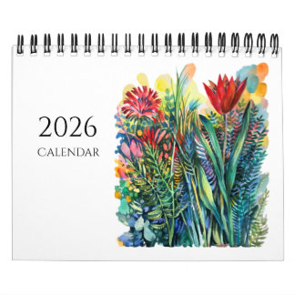 Watercolor flowers and animals Calendar Kalender