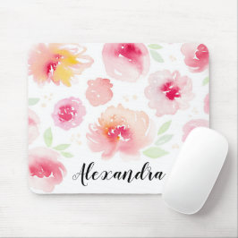 Watercolor Flowers, Anpassningsbar Script Namn Mou Musmatta