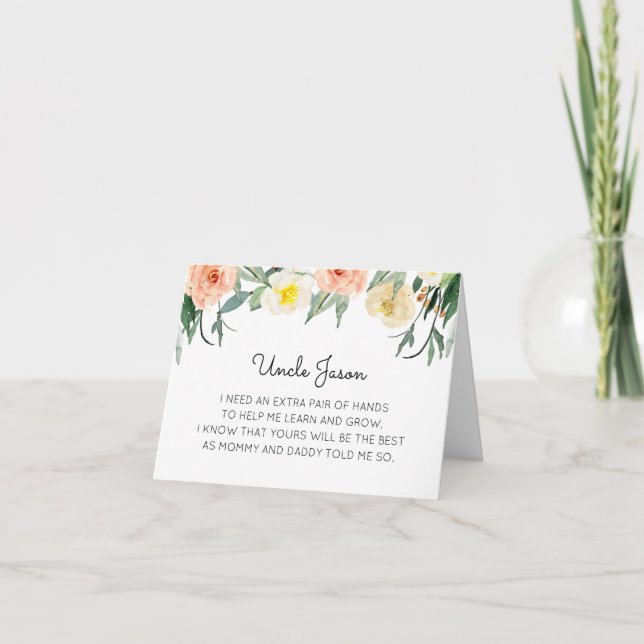 Watercolor Flowers blir min gudfar Inbjudan (Framsida)