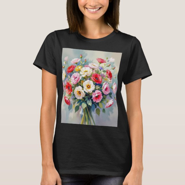 Watercolor flowers bouquet T-shirt  (Framsida)