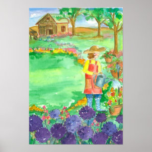Watercolor Flowers ( kvinnoallium) Poster