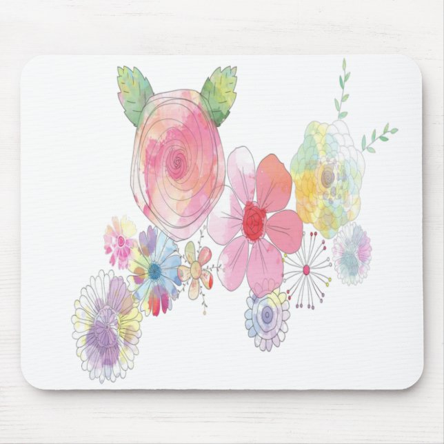 Watercolor Flowers Mousepad Musmatta (Framsidan)