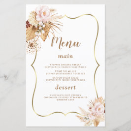Watercolor  Flowers Pampas Grass Bröllop Menu