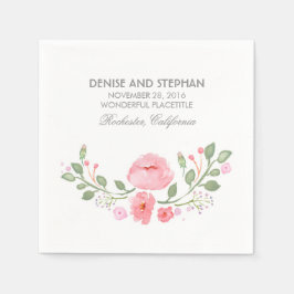 Watercolor Flowers Romantic Bröllop Pappersservett