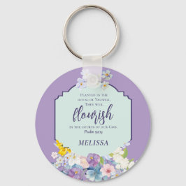 Watercolor Flowers Scripture Verse Personlig Nyckelring