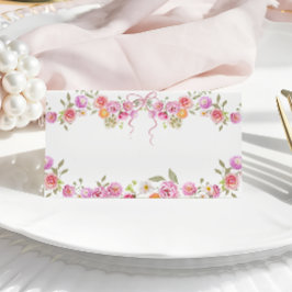 Watercolor Flowers Wildblomme Rosa Bow Placeringskort