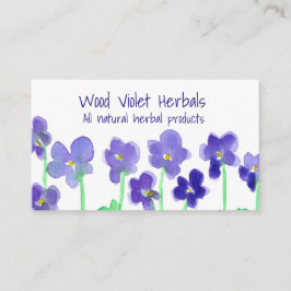 Watercolor Flowers, Wood Violets Visitkort