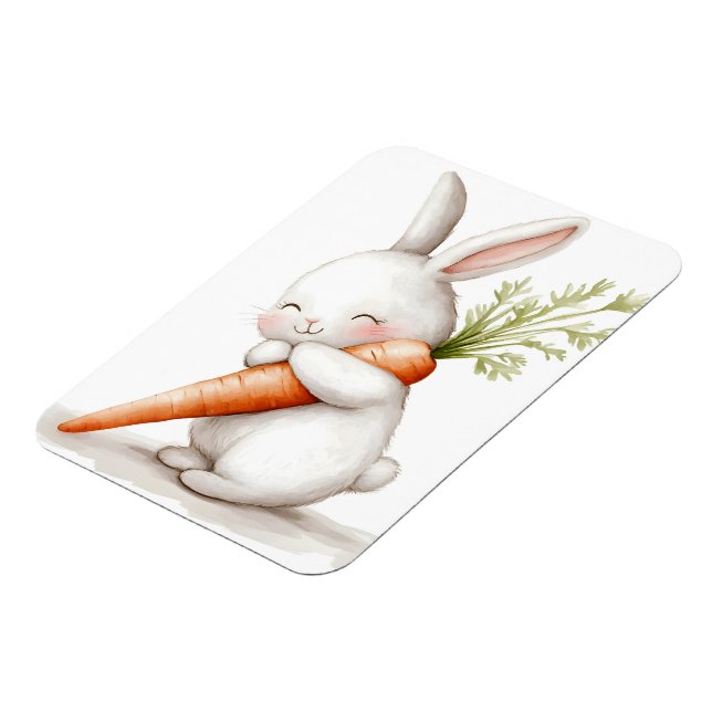 Watercolor Fluffy Bunny Carrot Kärlek Magnet (Vänstra Sidan)