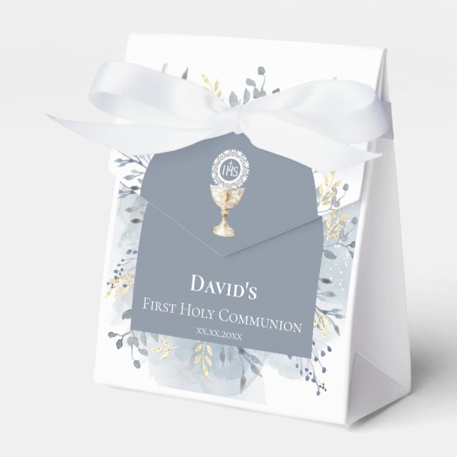 watercolor foliage First Holy Communion Presentaskar (Framsidan Sidan)