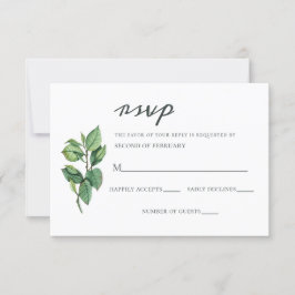 Watercolor Foliage Greenery Bröllop OSA Kort