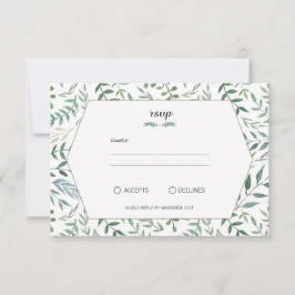 Watercolor Foliage Greenery Bröllop OSA Kort