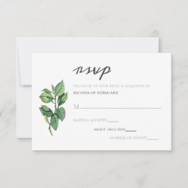 Watercolor Foliage Greenery Bröllop OSA Kort