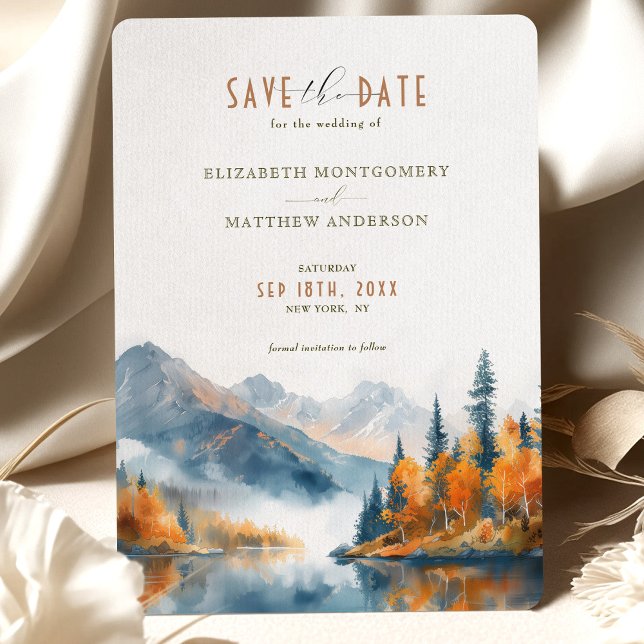 Watercolor för scenhösten Spara datumet Inbjudningar (Skapare uppladdad)