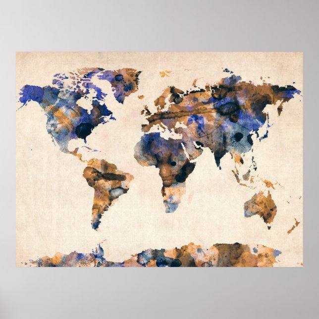 Watercolor för världskarta poster (Framsidan)