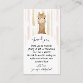 Watercolor Forest Alpaca Baby Animal Thank You Tilläggskort