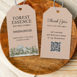 Watercolor Forest Candle Editable Product Hang Tag Presentetikett