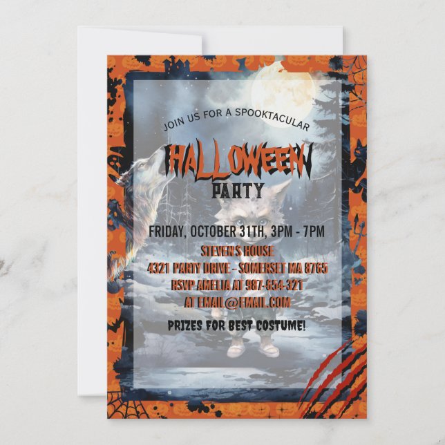 Watercolor Forest Cute Werevarulv Inbjudningar (Framsida)