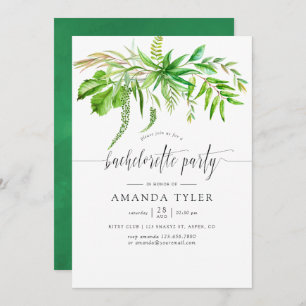 Watercolor Forest Greenery Bachelorette Party Inbjudningar