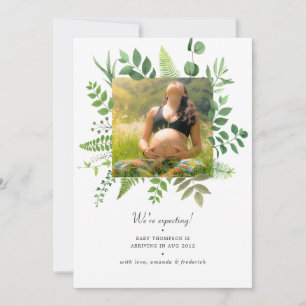 Watercolor Forest Greenery Photo Gravid Meddelande