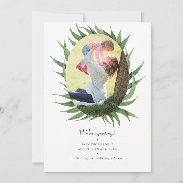 Watercolor Forest Greenery Photo Gravid Meddelande (Framsida)