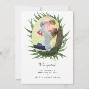 Watercolor Forest Greenery Photo Gravid Meddelande