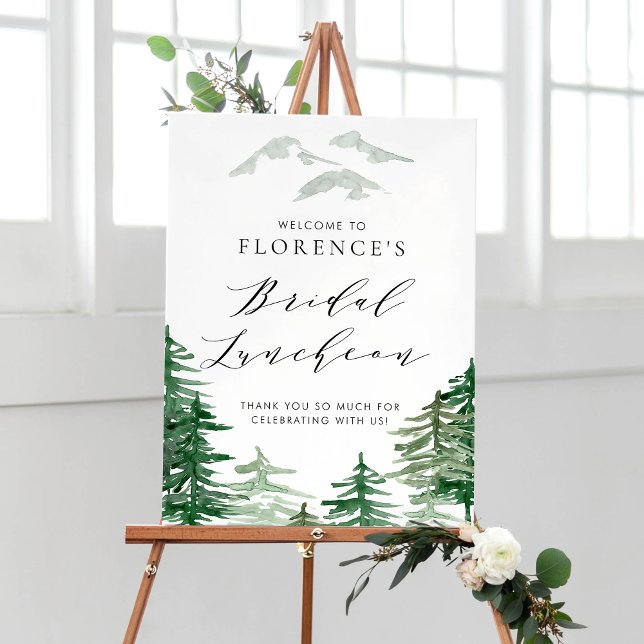 Watercolor Forest Woodland Möhippa Luncheon Välkom Poster (Skapare uppladdad)