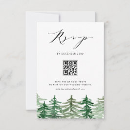 Watercolor Forest Woodland QR Code Bröllop OSA Kort
