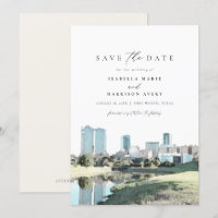 Watercolor Fort Worth Texas Skyline Spara datum