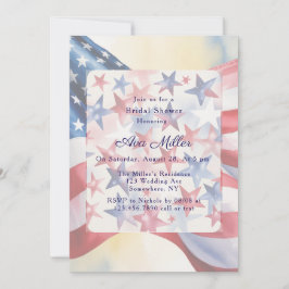 Watercolor Fourth Of July Bridal Shower Inbjudningar