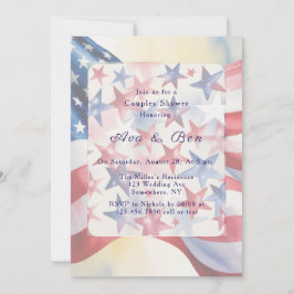 Watercolor Fourth Of July Couples Shower Inbjudningar