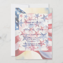 Watercolor Fourth Of July Engagement Party Inbjudningar