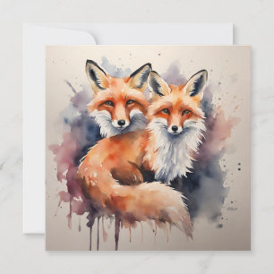 Watercolor Fox Duo Inbjudningar