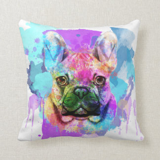 Watercolor Fransk Bulldog, Fransk Bulldog Kudde